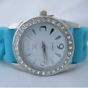 Charming Charlie Blue Stretch Band Analog Rhinestone Watch